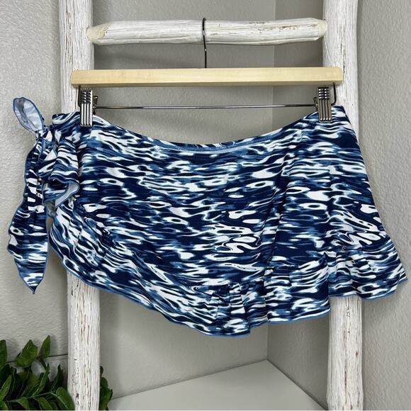 Smart &‎ Sexy Swim Skirt Ruffle Tie Blue Abstract Swimsuit Bottoms XL - Picture 3 of 7